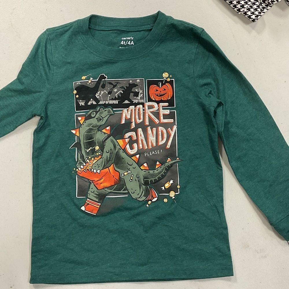 Carter's Teal Dinosaur Halloween Long Sleeve Tee